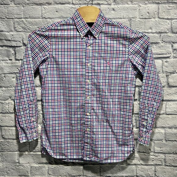 Ralph Lauren Men Multicolor Long Sleeve Plaid Button Down Pink Pony Size Medium - Picture 2 of 9